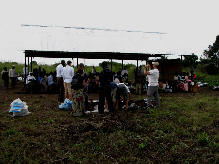 Church Shelter - Preparing to hand out donations